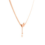 Load image into Gallery viewer, SO SEOUL Caria Rose Gold Butterfly Necklace with Double Tassel and Dangling Bead Accents
