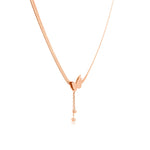 Load image into Gallery viewer, SO SEOUL Caria Butterfly Double Tassel Chain with Dangling Beads Ball Rose Gold Fixed Chain Necklace
