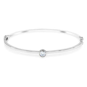 SO SEOUL Athena Round Solitaire Brilliant Cut Bezel Diamond Simulant Cubic Zircon Side Hinged Bangle