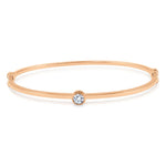 Load image into Gallery viewer, SO SEOUL Athena Solitaire Bangle with Round Brilliant Cut Diamond Simulant Zirconia in Bezel Setting - Available in Rhodium or Rose Gold Finish
