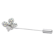 SO SEOUL Leilani Four Flower Petal Aurore Boreale Austrian Crystal Metal Lapel Pin Brooch