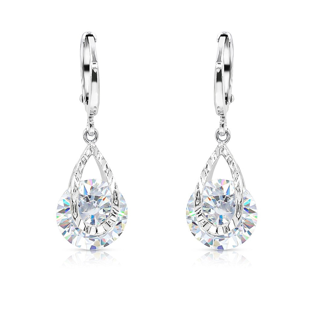 SO SEOUL Callista Diamond-Simulant Teardrop Pendant Necklace and Hoop Earrings Set