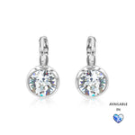 Load image into Gallery viewer, SO SEOUL Bella Classic Lever-Back Earrings with Round Swarovski® Crystal in White or Light Sapphire Shimmer
