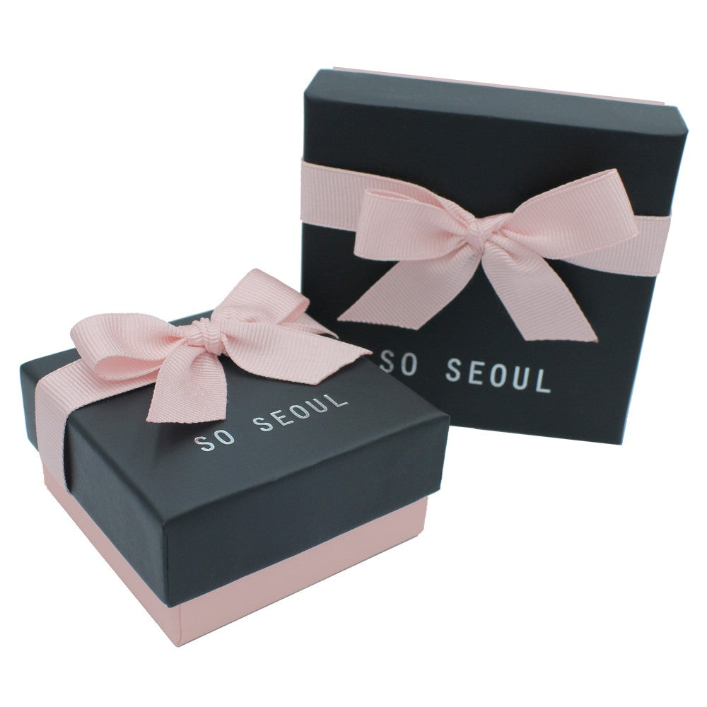 SO SEOUL Hello Teddy Bear Aurore Boreale Crystals and Mixed Metal Bow Stud Earrings