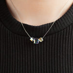 Load image into Gallery viewer, SO SEOUL Aurora Boreale Swarovski® Crystal Cube Stud Earrings and Necklace Jewelry Set
