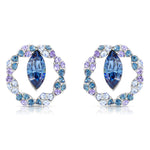 Load image into Gallery viewer, SO SEOUL Montana Blue &amp; Lavender Swarovski® Crystal Halo Stud Earrings
