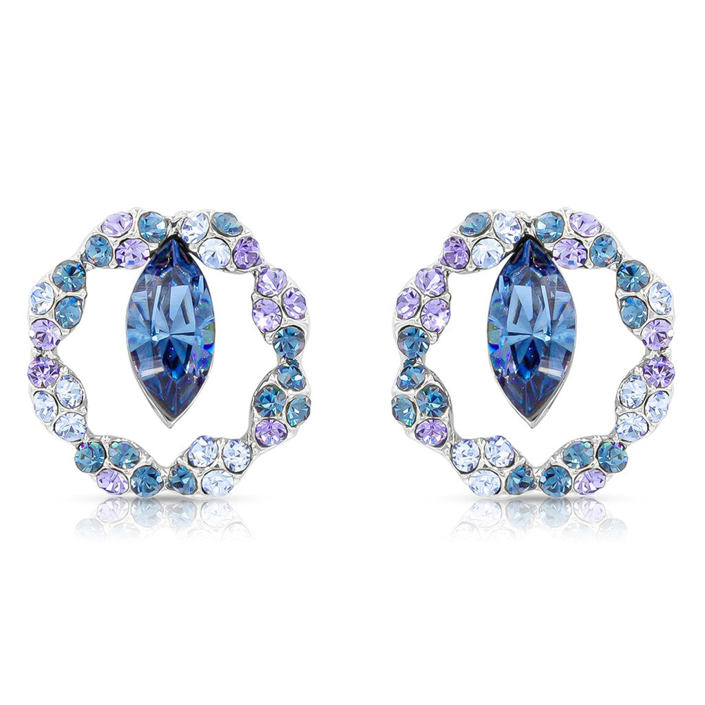 SO SEOUL Montana Blue & Lavender Swarovski® Crystal Halo Stud Earrings