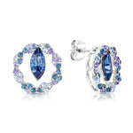 Load image into Gallery viewer, SO SEOUL Montana Blue &amp; Lavender Swarovski® Crystal Halo Stud Earrings
