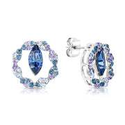 SO SEOUL Montana Blue & Lavender Swarovski® Crystal Halo Stud Earrings