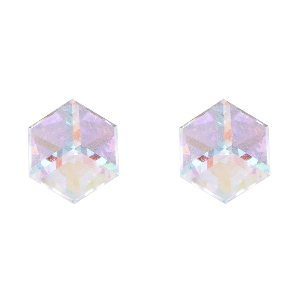 SO SEOUL Aurora Boreale Swarovski® Crystal Cube Stud Earrings and Necklace Jewelry Set