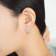 SO SEOUL Gleam Asymmetrical Dangle Emerald Square Diamond Simulant Cubic Zirconia Stud Earring
