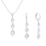 Load image into Gallery viewer, SO SEOUL Athena Versatile Triple Solitaire Cubic Zirconia Diamond Simulant Hoop Earrings and Pendant Necklace Set
