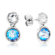 SO SEOUL Bella Duo-Tone Earrings with Light Sapphire Shimmer and Clear Swarovski® Crystal in Silver Studs