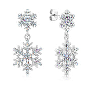 SO SEOUL Let it Snowflake Xmas Aurore Boreale Austrian Crystal Dangle Christmas Stud Earrings