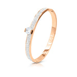 Load image into Gallery viewer, SO SEOUL Chentel Elegance Rose Gold Bangle with Dual Row White Austrian Crystals and Solitaire Diamond Simulant
