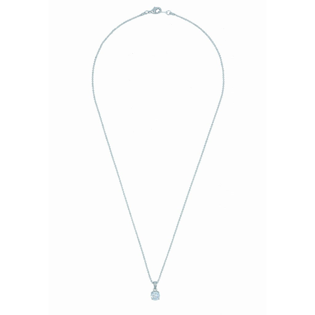 SO SEOUL Athena 1.0 CARAT Round Brilliant-Cut Diamond Simulant Cubic Zirconia Solitaire Pendant Chain Necklace