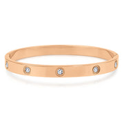 SO SEOUL Rose Gold-Toned Bangle with Encrusted Diamond Simulant Cubic Zirconia