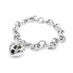 Load image into Gallery viewer, SO SEOUL Amora Love Heart Charm Bracelet with Mixed Colour Austrian Crystal on Interlocking T-Bar Link Design
