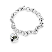SO SEOUL Amora Love Heart Charm Bracelet with Mixed Colour Austrian Crystal on Interlocking T-Bar Link Design