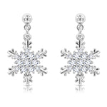 Load image into Gallery viewer, SO SEOUL &#39;Let it Snow&#39; Cubic Zirconia Snowflake Dangle Stud Earrings

