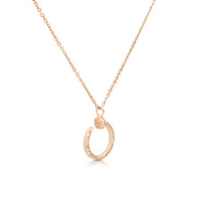 SO SEOUL Nail It Encrusted Pavé Diamond Simulant Zirconia Rose Gold Pendant Chain Necklace