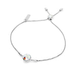 Load image into Gallery viewer, SO SEOUL Bella Elegance Lariat Bracelet with Round Bezel Aurore Boreale or Light Sapphire Shimmer Swarovski® Crystal Accent
