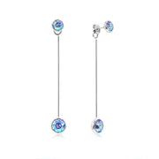 SO SEOUL Bella Linear Drop Light Sapphire or Light Siam Shimmer Swarovski® Crystal Earrings