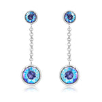 Load image into Gallery viewer, SO SEOUL Bella Light Sapphire or Light Siam Shimmer Swarovski® Crystal and Silver Chain Dangle Earrings
