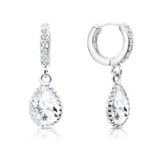 SO SEOUL Lic Crown Teardrop Cubic Zirconia Diamanté Hoop Earrings