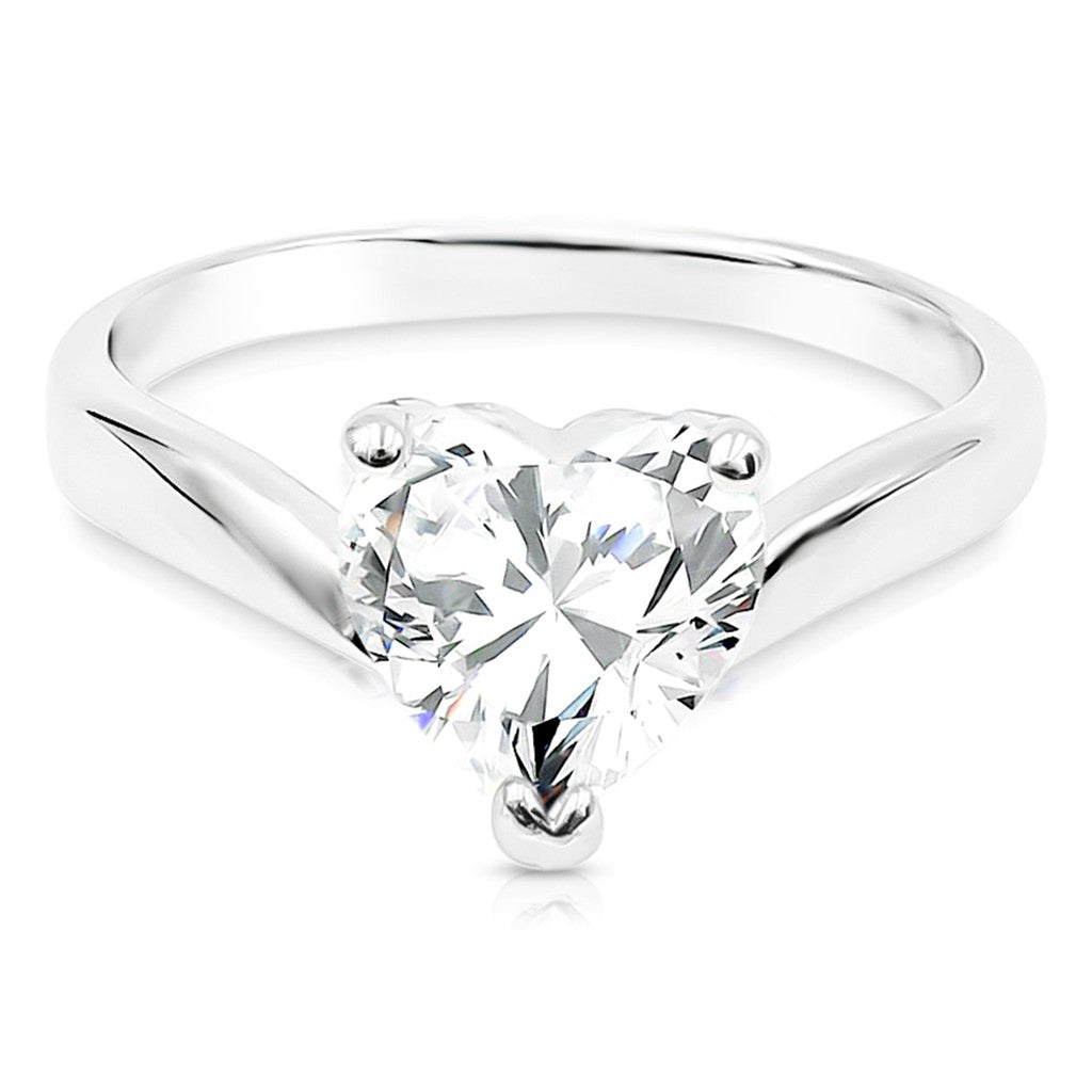 SO SEOUL Amora 1.75 CARAT Heart-Shaped Diamond Simulant Cubic Zirconia Silver Ring
