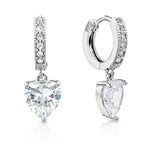 Load image into Gallery viewer, SO SEOUL Harley Huggie Heart-Shaped Diamond Simulant Single Diamante Row Drop Earrings

