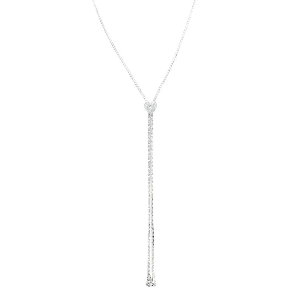 SO SEOUL Sequoia Love Heart - Diamond Simulant Cubic Zirconia Adjustable Lariat Necklace