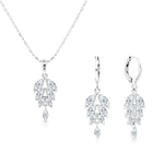 Load image into Gallery viewer, SO SEOUL loni Leaf Marquise Diamond Simulant Cubic Zirconia Hoop Earrings and Pendant Necklace Set
