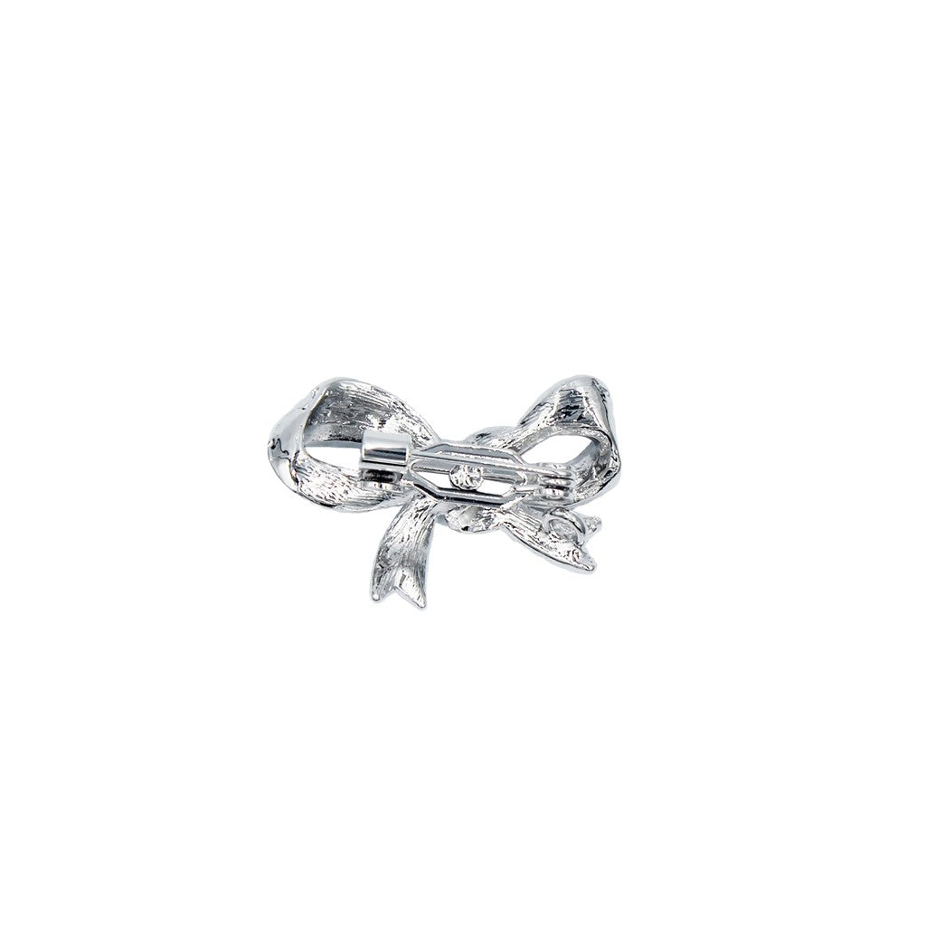 SO SEOUL Elegant Ribbon Bow Brooch with Aurore Boreale Austrian Crystals - Versatile Dainty Baby Pin for Hijabs and Kerongsang