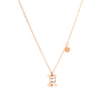 Load image into Gallery viewer, SO SEOUL Eleanor Rose Gold-Tone Necklace with Hourglass Pendant and Sideways Heart Diamond Simulant Accent
