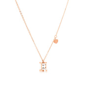 SO SEOUL Eleanor Hourglass with Sideway Heart Diamond Simulant Cubic Zircon Rose Gold Fixed Necklace