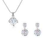 Load image into Gallery viewer, SO SEOUL Athena 2.0 CARAT Round Brilliant-Cut Diamond Simulant Zirconia Solitaire Pendant and Drop Earrings Jewelry Set
