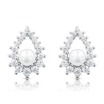 Load image into Gallery viewer, SO SEOUL Everleigh Pearl Halo Pendant with Diamond Simulant Cubic Zirconia Stud Earrings
