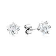 SO SEOUL Aster Star Halo-Encircled Petite Diamond Simulant Cubic Zirconia Stud Earrings