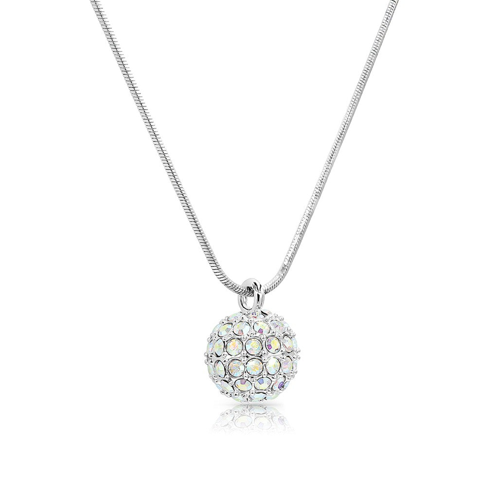 SO SEOUL Arwen Lollipop 3D Necklace with Oversized Pavé Swarovski® Aurore Boreale Crystal Ball Pendant