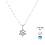Load image into Gallery viewer, SO SEOUL &#39;Let it Snow&#39; Pendant Necklace with Snowflake Design in Aurore Boreale or Blue Austrian Crystals
