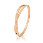 Load image into Gallery viewer, SO SEOUL Valeria Roman Numeral Bangle with Intertwined Diamond Simulant Pave, Rhodium or Rose Gold Finish, Side-Hinged
