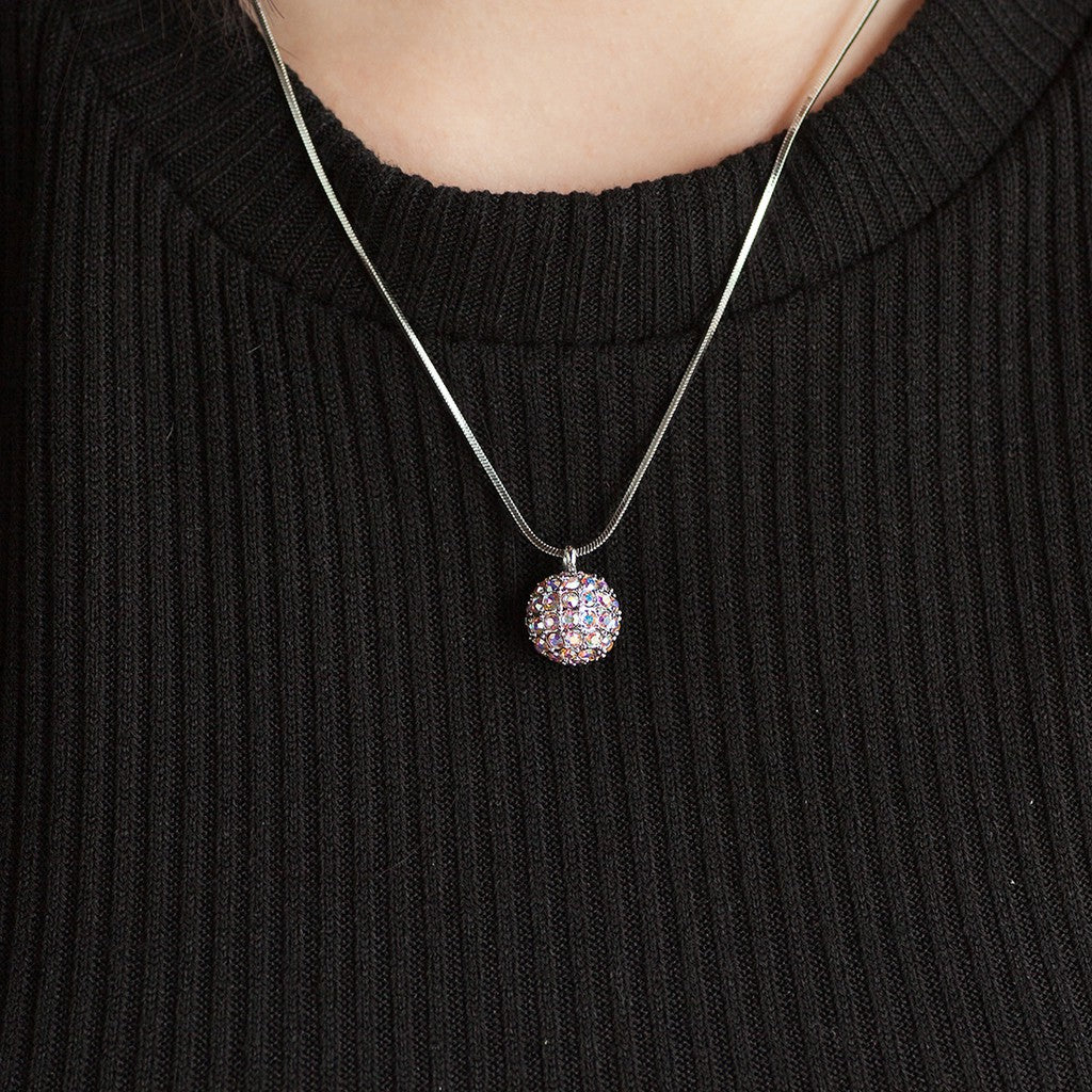 SO SEOUL Arwen Lollipop 3D Necklace with Oversized Pavé Swarovski® Aurore Boreale Crystal Ball Pendant