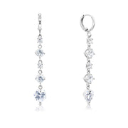 SO SEOUL Athena Solitaire Round and Heart Brilliant Dazzling Dangle Cubic Zirconia Hoops or Clip-Ons Earrings
