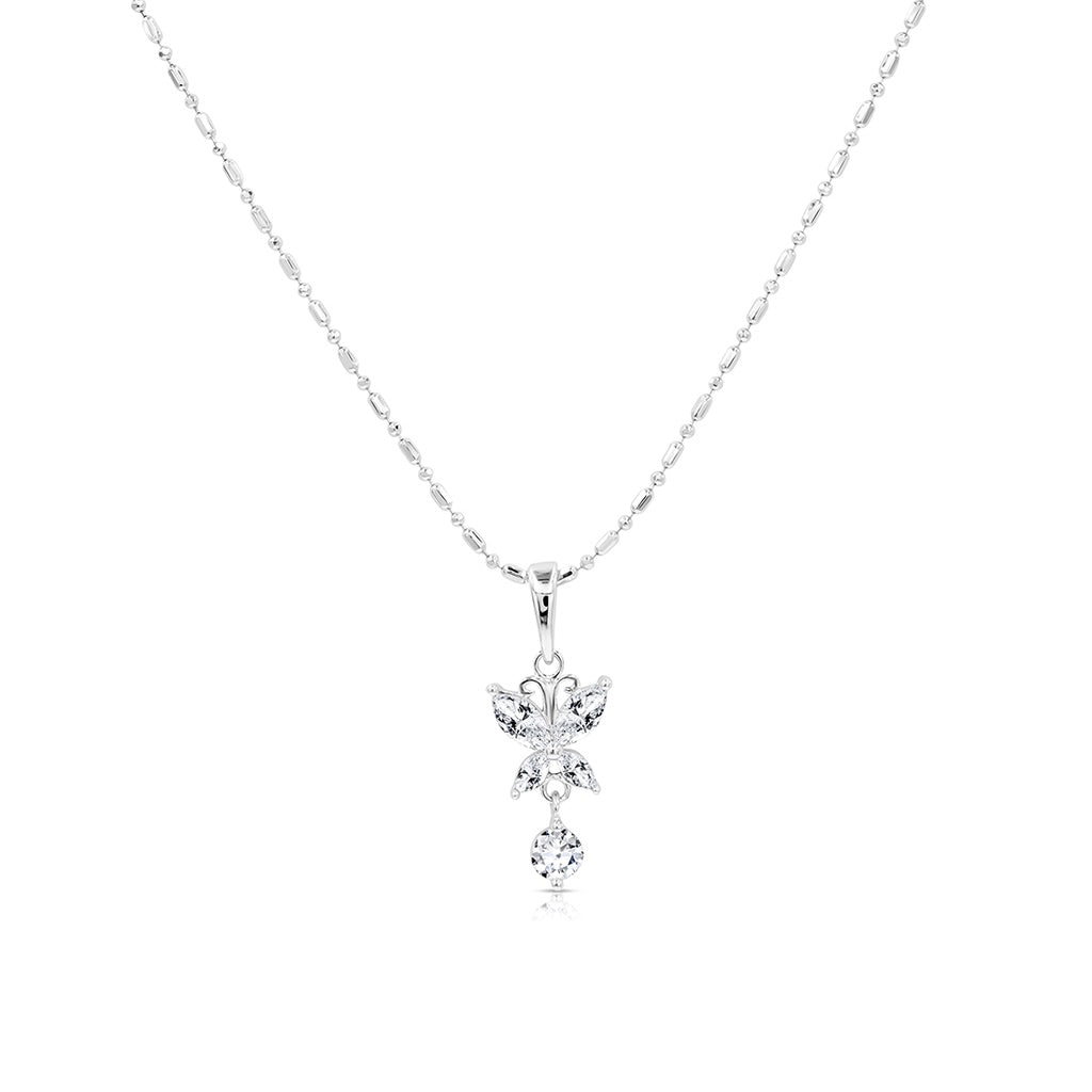 SO SEOUL Caria Dazzling Butterfly Diamond Simulant Zirconia Pendant Necklace
