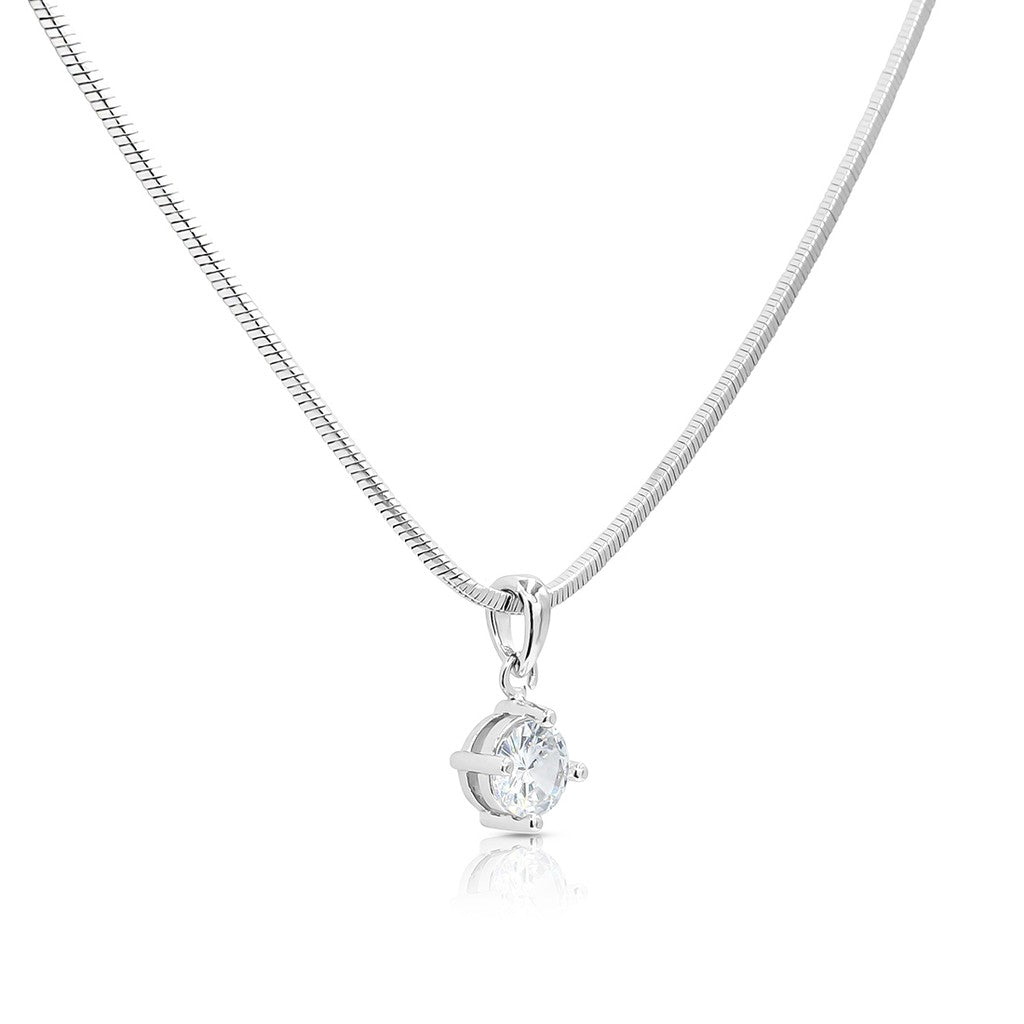 SO SEOUL Athena Solitaire Pendant Necklace with Round Brilliant Cut 0.5 - 2.0 CARAT Diamond Simulant Cubic Zirconia on a Sleek Chain