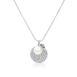 Load image into Gallery viewer, SO SEOUL Glimmer Circle with Pearl and Mini Charm Austrian Crystal Long Pendant Chain Necklace
