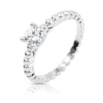 Load image into Gallery viewer, SO SEOUL Athena Brilliant Cut 0.50 CARAT Diamond Simulant Zirconia Solitaire Silver Ring with Single Row Band
