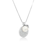 Load image into Gallery viewer, SO SEOUL Glimmer Circle with Pearl and Mini Charm Austrian Crystal Long Pendant Chain Necklace
