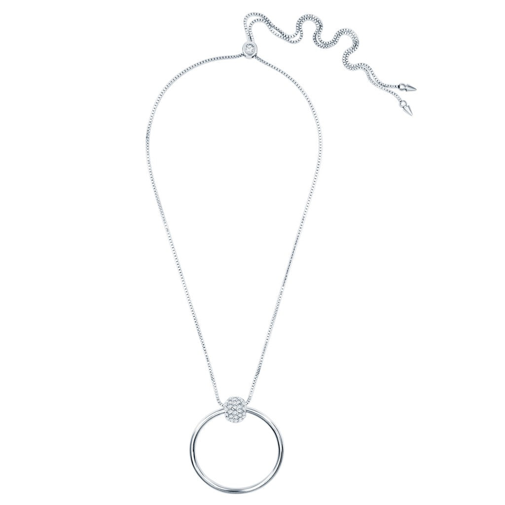 SO SEOUL Sequoia Round Ring - Swarovski® Crystal Ball Adjustable Lariat Necklace